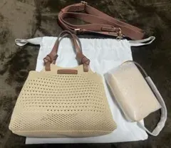 CHARLES&KEITH ノットハンドル ニットトートバッグ