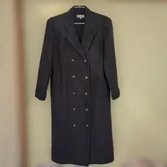 ネイビー ダブルブレスト ロングコート M　刺繍　vintage