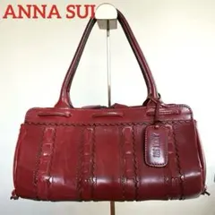 【ANNA SUI】アナスイ レザーハンドバッグ 赤 ミニボストン ヴィンテージ