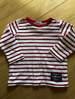 Hot Biscuits 赤白ストライプ長袖Tシャツ