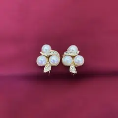 パール×スワロフスキー イヤリング｜エレガント 上品 フォーマル パーティー