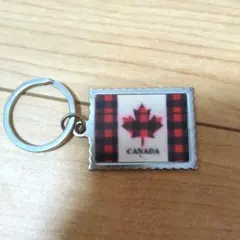 CANADA メープルリーフ キーホルダー チェック柄