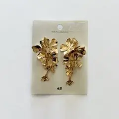 未使用⭐️H &M フラワー ピアス アクセサリー ゴールド パーティ ドレス