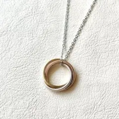 3連リングネックレス　シルバー