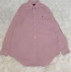 90s〜00s ポロラルフローレン　ピンク　長袖　無地　シャツ