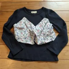 ビスチェ風 フラワープリントフリル付きトップス 120