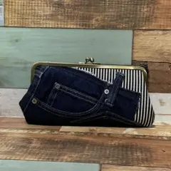 デニムリメイク　親子がま口長財布