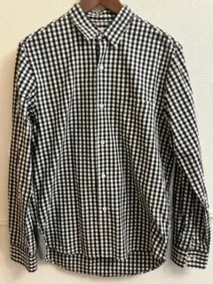 ギンガムチェック 長袖シャツ ブラック・ホワイト　オリジナルフェイク