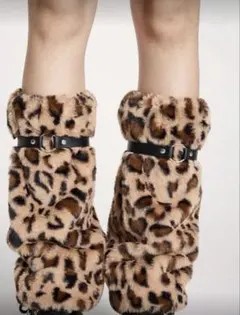y2k 平成ギャル グランジ パンク ヒョウ柄 ファー レッグウォーマー