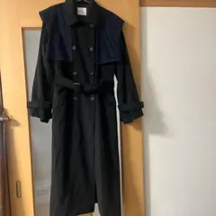 A de ロングコート　ブラックxネイビー　Lサイズ