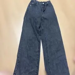GRL ハイウエスト セミワイド パンツ デニム cu472 Sサイズ 黒のサムネイル