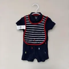 ラルフローレン　ネイビー ポロシャツロンパース　スタイセット　美品