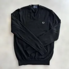 FRED PERRY フレッドペリー VネックセーターMブラック ウール100%