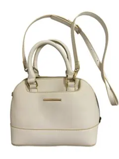 ホワイトショルダーバッグ 2WAY ハンドバッグ 合成皮革