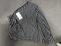 ZARAストライプ柄長袖シャツ（ネイビー×ホワイト）