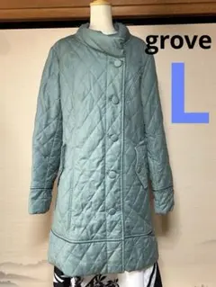 groveキルティングロングジャケット ミントグリーン