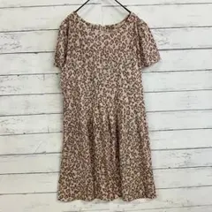 ローズティアラ レオパード ワンピース 綿100% 半袖 体型カバー 上品 S