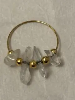 アクアマリン　3月　ゴールド　フープピアス　アクセサリー