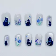 猫　黒猫　花　ほし　蝶々　ネイルチップ　現品　即購入OK①
