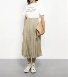 AZUL by moussy ラメニットプリーツスカート　ベージュ系　サイズS