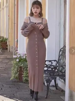 Darich オフショルモチーフニットOP ワンピース ダーリッチ ブラウン