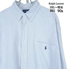 70 USA古着 90s ラルフローレン BIGシャツ ストライプ 3XL〜相当