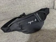 agnis b. シンプルブラックショルダーバッグ