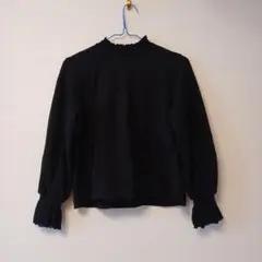 【値下げ】レディース　ブラウス　レース　長袖シャツ　黒　ブラック