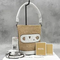 未使用 タグ付き マイケルコース 2way ミニ ショルダーバッグ ストロー素材