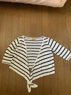 CECIL McBEE ボーダー柄 五分袖 カーディガン Mサイズのサムネイル