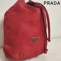 ✨美品✨ PRADA(プラダ) 巾着バッグ ポーチ ナイロン 三角ロゴ