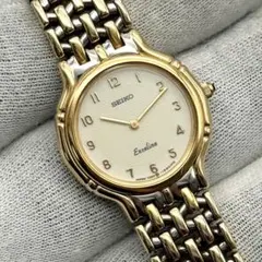 極美品 稼働品 SEIKO エクセリーヌ クォーツ 新品電池 2P ダイヤ