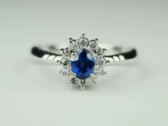 Pt900 サファイア ダイヤリング 13号 S0.63ct D0.29ct - メルカリ