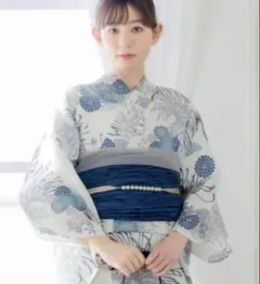 KIMONOMACHI 浴衣 単品 ブルーグリーン 大きいサイズ ワイドサイズ