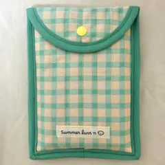 【色違いあり】ハンドメイド ブックカバー 文庫本 ギンガム ミントグリーン