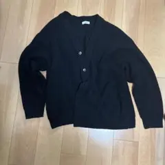 黒 リブ編み カーディガン