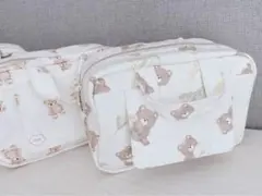 くま　テディベア　オリーブ　ミモザ　ラベンダー　おむつポーチ　おむつケース