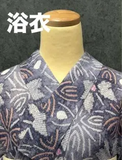 新品未使用 正絹 夏着物 絽 藍小紋 裄68 身丈164 夏帯プレゼント