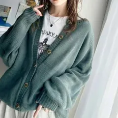 Classical Elf ニットカーディガン 緑系 XXL ゆったり仕様