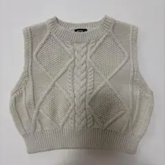 Aosta ケーブル編み ノースリーブベビーベスト M80~90size程度