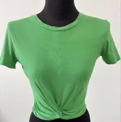 ZARA グリーン 半袖トップス S クロップド丈 レディース