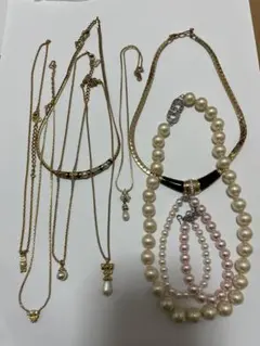 クリスチャンディオール　パール　ゴールド色　ネックレスセット　まとめ　稀少　9点