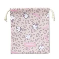 新品　サンリオ　ハローキティ　ヒョウ柄　巾着　ベージュ