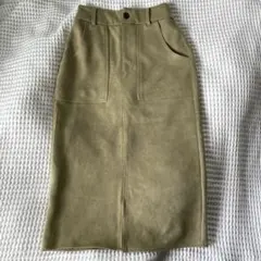 レイカズン　ペンシルスカート　タイトスカート　オリーブ　カーキ　ロングスカート