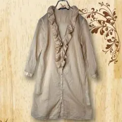 2645 ザラ　シースルーチュニック　XS ベージュ　ロールアップ　フリル