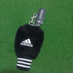 adidas ボールポーチ キーホルダー ブラック グリーンマークマグネット付きのサムネイル