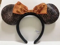 ディズニー カチューシャ ミッキー ハロウィン 南瓜色リボン スパンコール