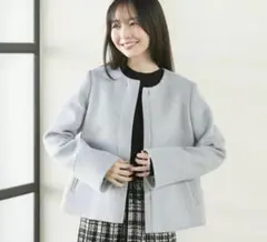 index カシミヤ混ノーカラーショートコート