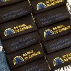 タグ※18枚※ピスネーム※NO RAIN NO RAIN BOW※黒※虹※布タグ