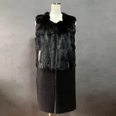 極美品✨ 入手困難 異素材切替 ラビットファー ロングベスト 黒 M〜L